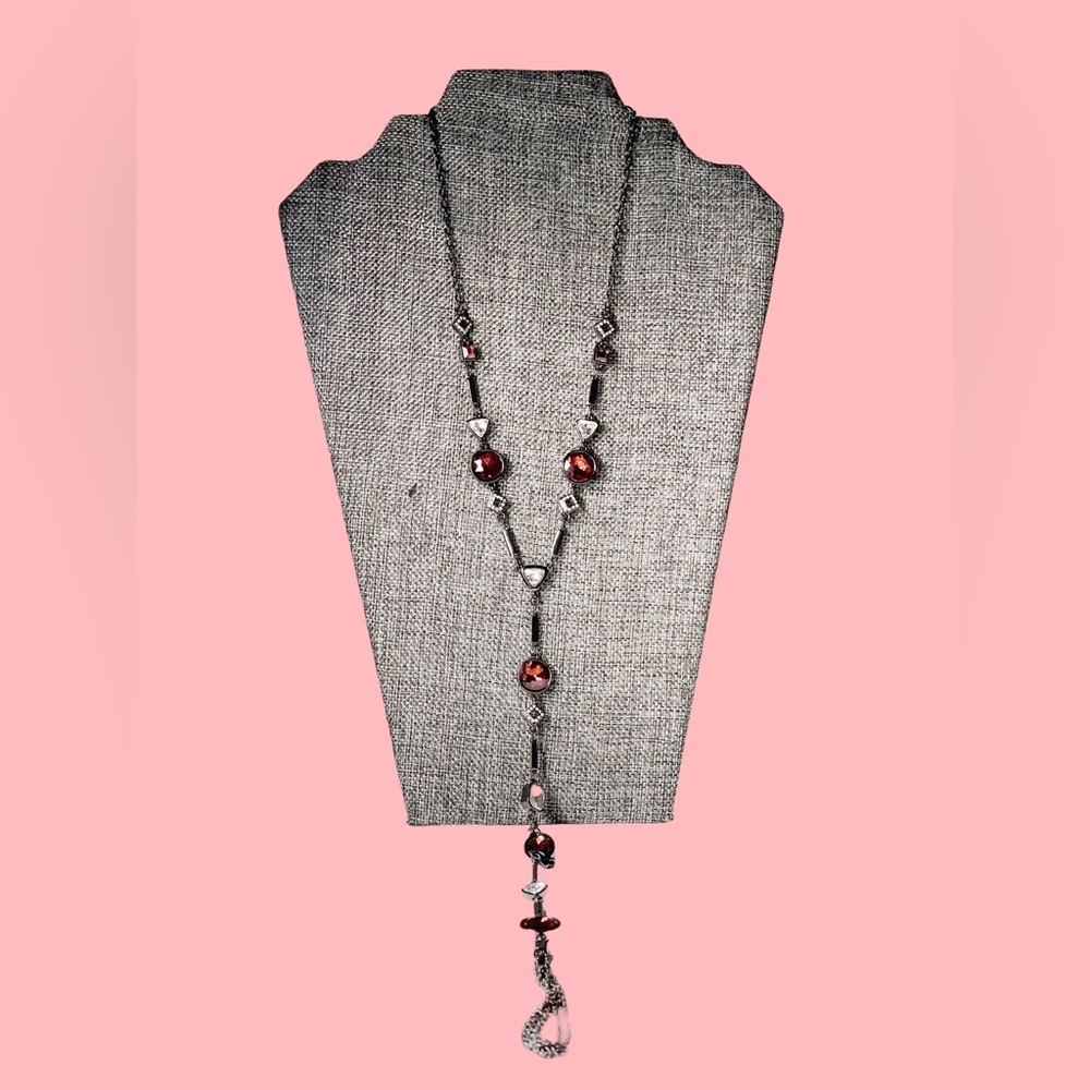 Elegant Red Silver Jewelry Set